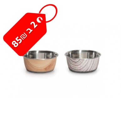 קערה לכלב נירוסטה CAMMON הדפס עץ 950 מ"ל (כלבים קטנים)